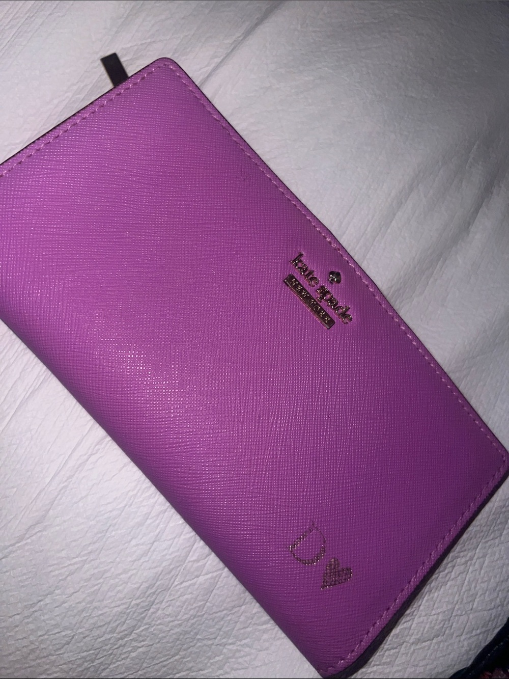 kate spade purple zip-around leather wallet